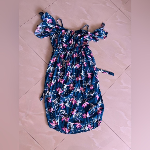 Xhilaration Floral Shoulder Off Dress, Size M Open , Tie One Button Summer Beach - Picture 16 of 16